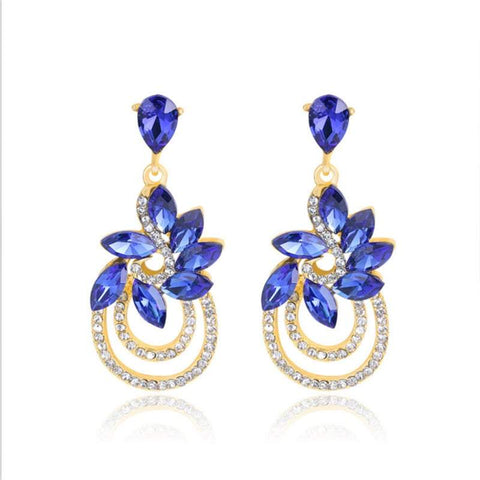 Veile Studios All Match Flower Blue Floral Crystal Elegant Earrings