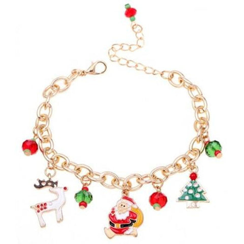 Alloy Drop Oil Christmas Tree Bracelet Multi