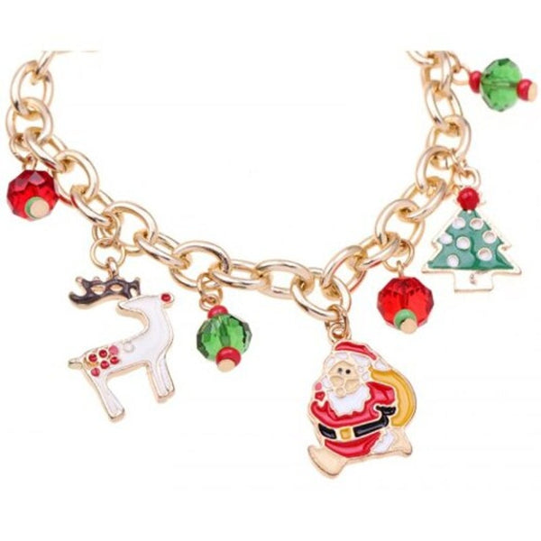 Alloy Drop Oil Christmas Tree Bracelet Multi