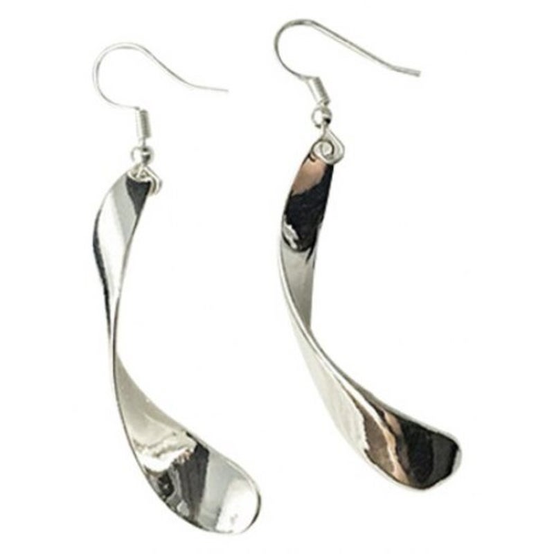 Veile Studios Women Metal Wave Bending Drop Silver Earrings