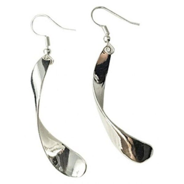 Veile Studios Women Metal Wave Bending Drop Silver Earrings