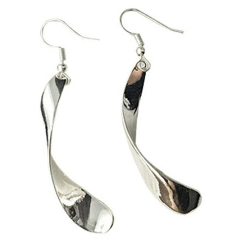 Veile Studios Women Metal Wave Bending Drop Silver Earrings