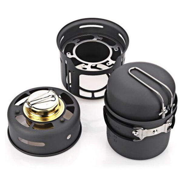 7Pcs/Set 2-Person Portable Outdoor Cookware Camping Hiking Cooking Alcohol Stove
