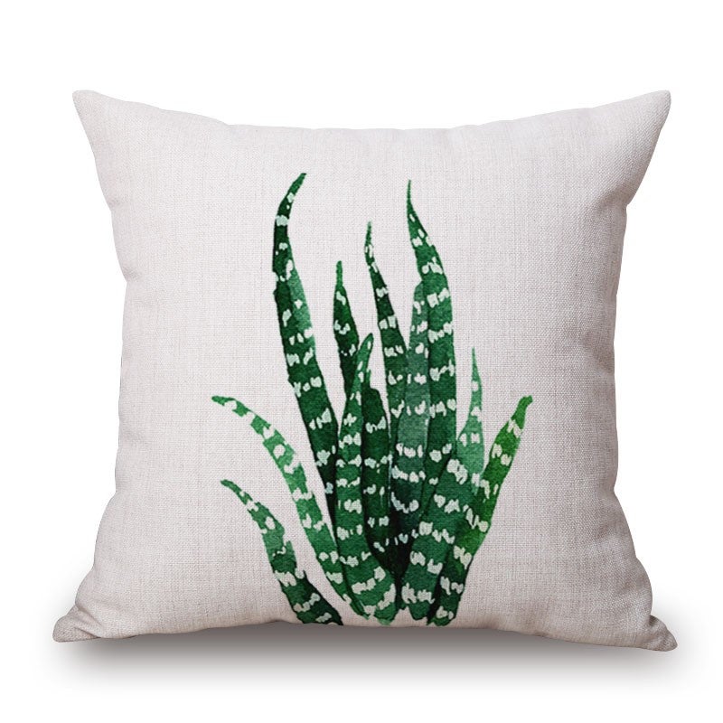 Aloe Leaves On Green Plants Cotton Linen Pillow Cover Cushions & Decorative Pillows
