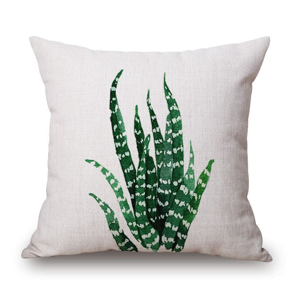 Aloe Leaves On Green Plants Cotton Linen Pillow Cover Cushions & Decorative Pillows