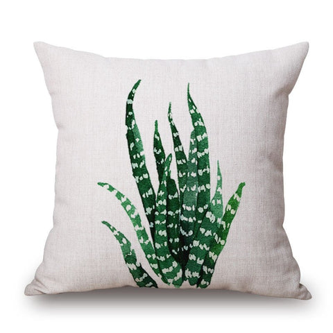 Aloe Leaves On Green Plants Cotton Linen Pillow Cover
