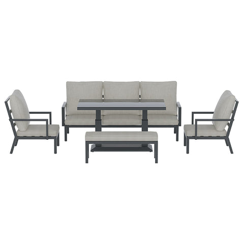Gardeon 5-Piece Outdoor Furniture Setting Table Chair Aluminium Sofa 7-Seater