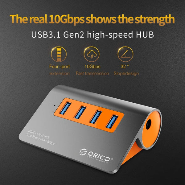 4 Ports Usb3.1 Hub 10Gbps Transmission Speed Splitter With 12V Power Adapter Usb Cables Hubs & Adapters