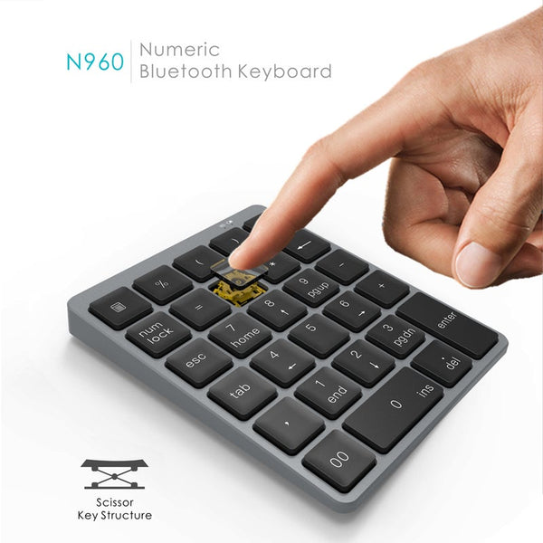 Aluminum Alloy 28 Keys Bluetooth Wireless Numeric Keypad 140Mah Mini Numpad Accounting Keyboards & Keypads