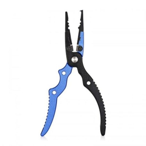Aluminum Alloy Fishing Pliers Split Ring Cutter With Sheath Retractable Tether Combo Blue Pliers & Hook Removers