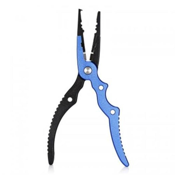 Aluminum Alloy Fishing Pliers Split Ring Cutter With Sheath Retractable Tether Combo Blue Pliers & Hook Removers