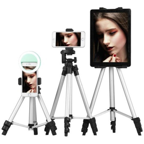 Aluminum Alloy Lightweight Tripod With Smartphone Clip For Slr / Dslr Camera And Phone Silver Tripods & Monopods
