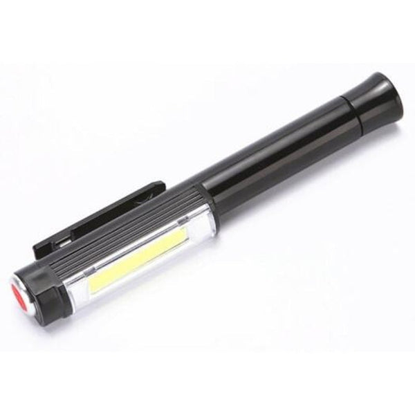 Aluminum Body Cob Led Pocket Pen Inspection Work Light Flashlight Black