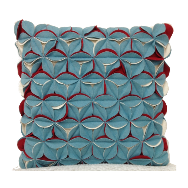 Amelie Aqua Blue & Red 3D Texture Cushion Cover Cushion Covers
