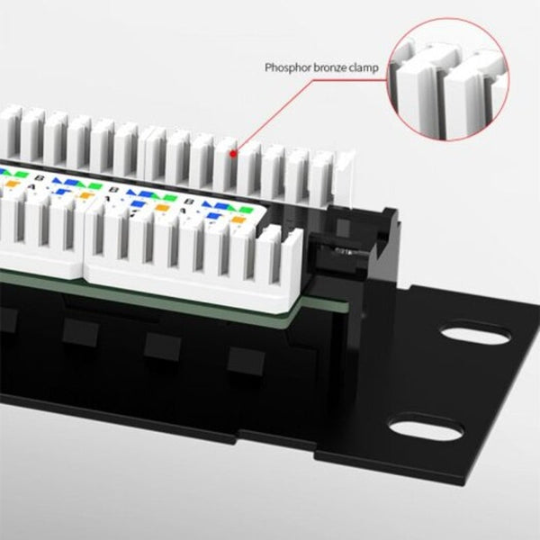 12 Port Utp Mini Patch Panel With Wallmount Bracket Included Black Cat5 Patch Panels