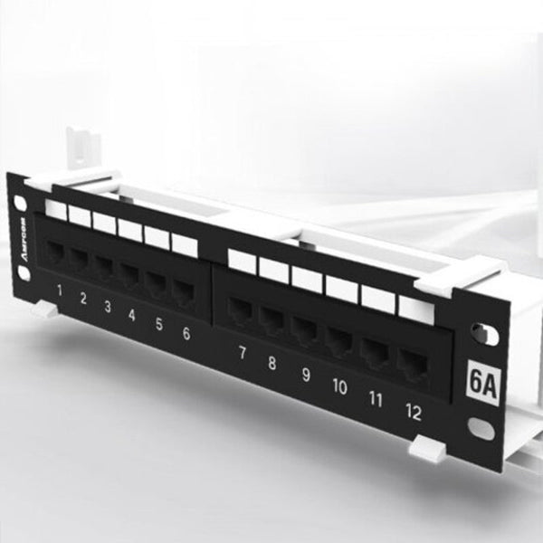 12 Port Utp Mini Patch Panel With Wallmount Bracket Included Black Cat5