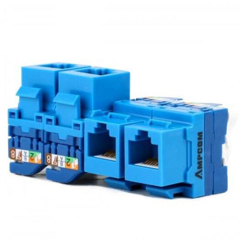 Cat6 Tool Less Keystone Jack Self Locking No Punch Down Rj45 Module Adapter For Wall Plate Blue