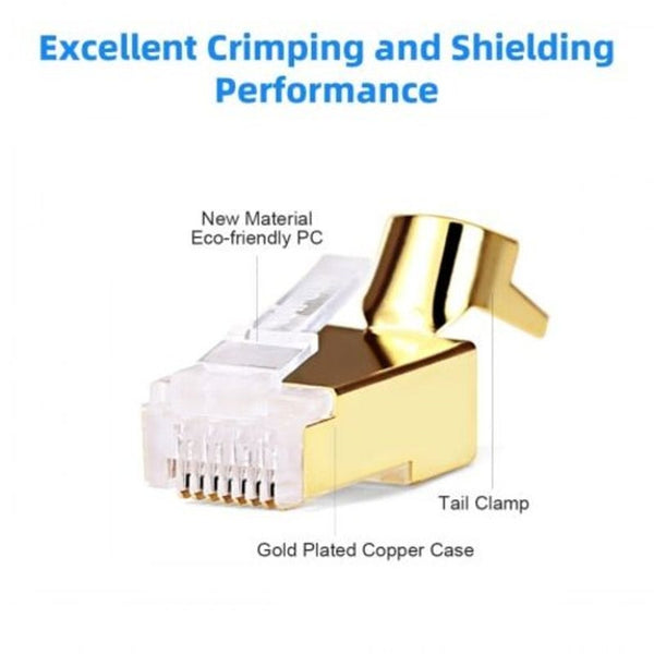 Cat7 Shielded 50U Gold Platedrj45 Modular Plug Rj Connector For Ethernet Cable Pcs Ethernet Cables (Rj 45/8P8c)