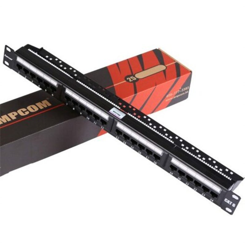 Premium Series Cat6 Patch Panel 15U Gold Plated 1U 24 Port Rackmount Cable Management Black Other Ent. Networking Racks