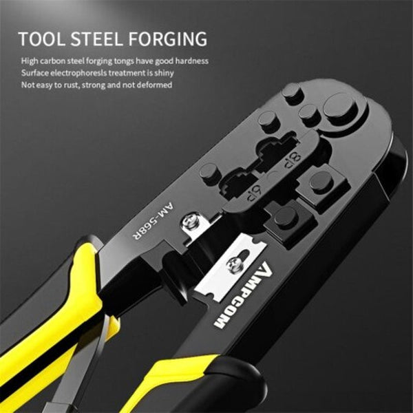 Supremeseries Crimping Tool Plier Multiple Recheat Rj45 Rj11 Connector Crimper For 8P 6P Yellow Black Cabling Tools