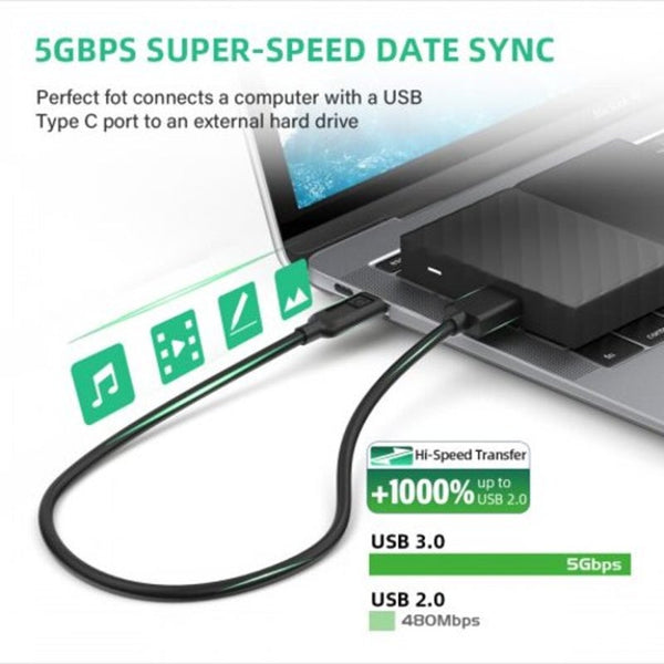 Usb C To Micro B Cable Type 3.0 Charger Date 0.3M Black Cables & Adapters