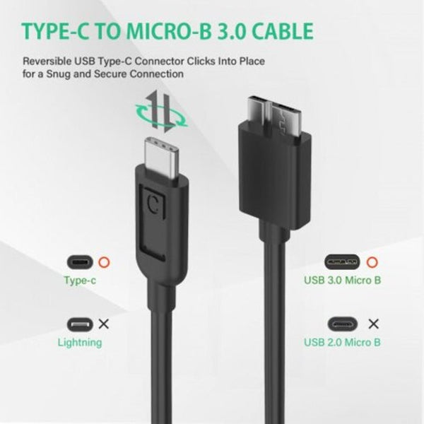 Usb C To Micro B Cable Type 3.0 Charger Date 0.3M Black Cables & Adapters