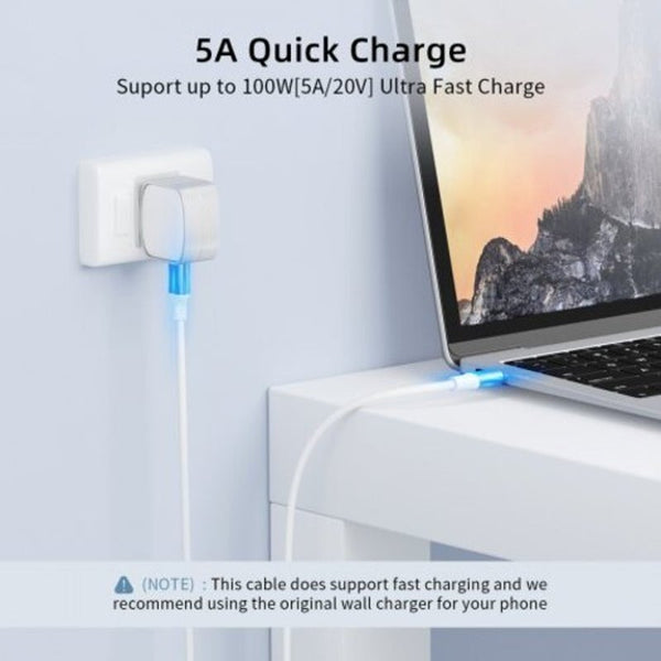 Usb C To 3.1 Gen 2 10Gbps 100W 4K Video Data Transfer Fast Charging Type Cable 0.5M White Cables & Adapters