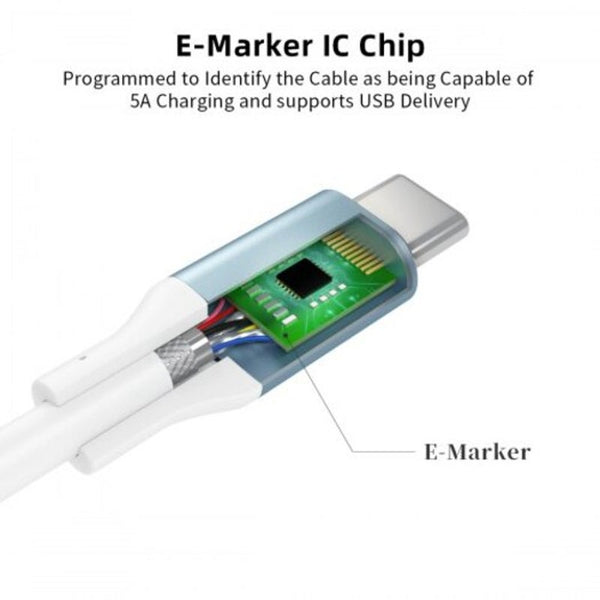 Usb C To 3.1 Gen 2 10Gbps 100W 4K Video Data Transfer Fast Charging Type Cable 0.5M White Cables & Adapters
