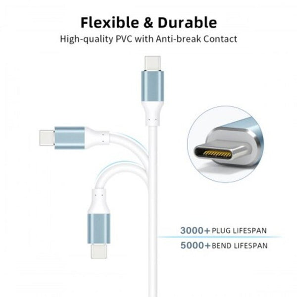 Usb C To 3.1 Gen 2 10Gbps 100W 4K Video Data Transfer Fast Charging Type Cable 0.5M White Cables & Adapters