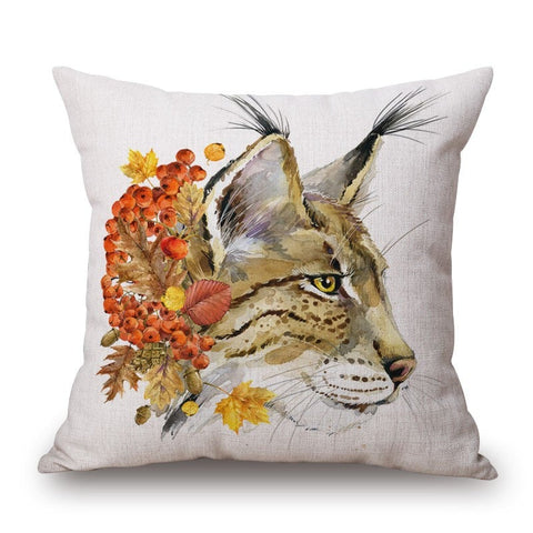 An Animal Fruits On Cotton Linen Pillow Cover
