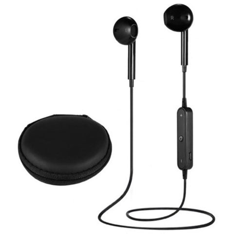 S6 Stereo Bluetooth Headphones With Storage Bag Black