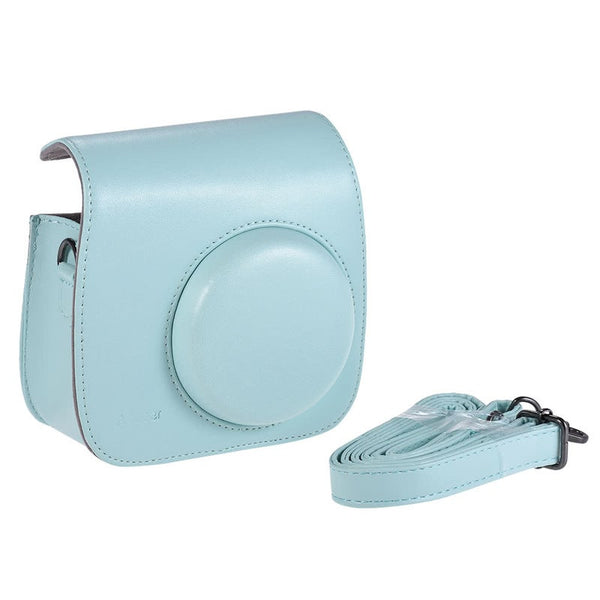 Pu Instant Camera Case Bag With Strap For Fujifilm Instax Mini 9 8 8S Smokey White Dark Blue