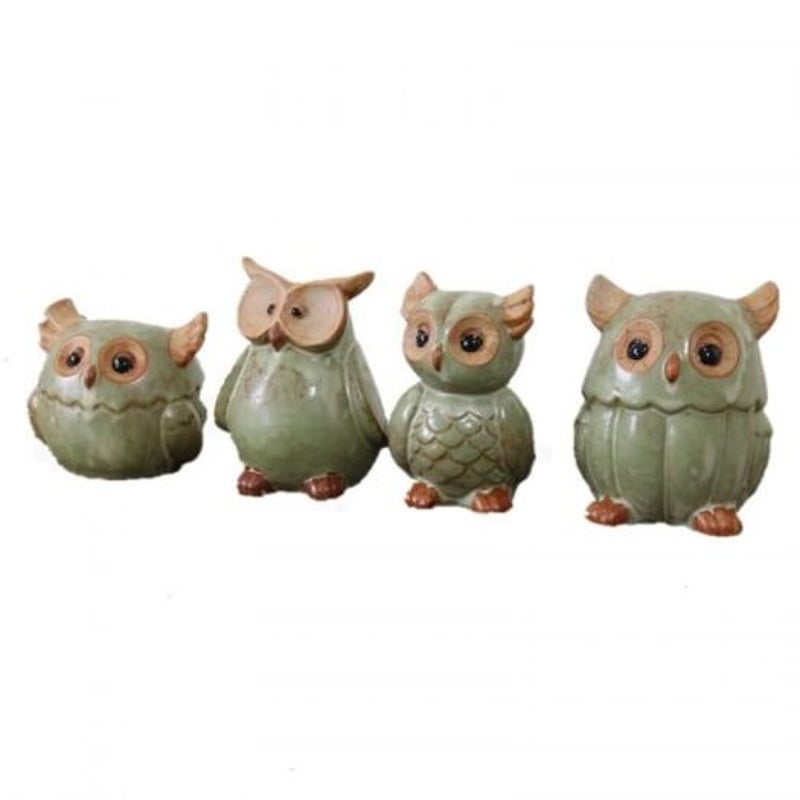 Animal Decoration Ceramic Owl Kit Green Sculptures & Figurines
