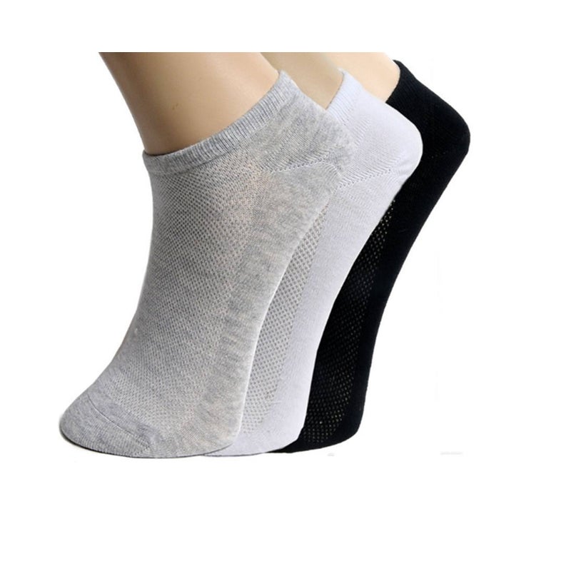 Ankle Sock Low Cut Casual Cotton With Mesh Top 5 Pairs Socks