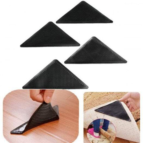 Rug Pads Anti Slip Patch Reusable Floor Carpet Mat Gripper 5Pcs Black Rugs