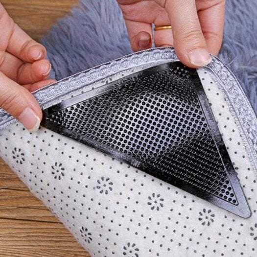 Rug Pads Anti Slip Patch Reusable Floor Carpet Mat Gripper 5Pcs Black Rugs