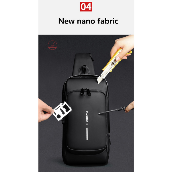 Anti Theft Stylish Locking Usb Crossbody Sling Bag Men Bags