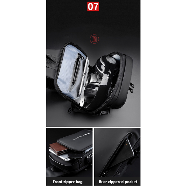 Anti Theft Stylish Locking Usb Crossbody Sling Bag Men Bags