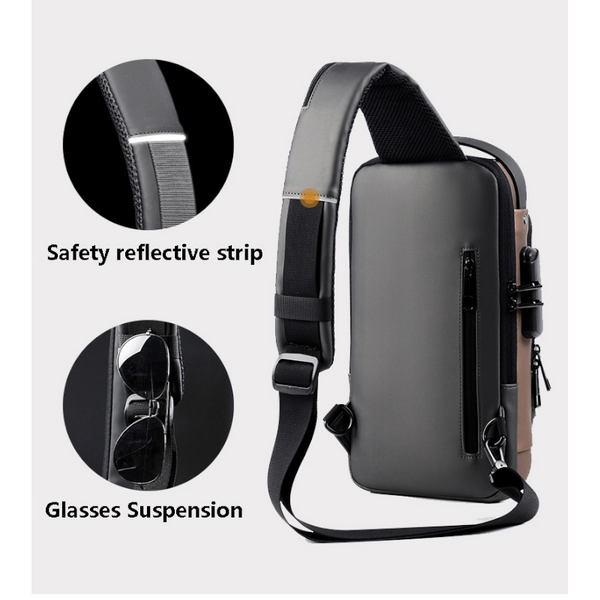 Anti Theft Stylish Locking Usb Crossbody Sling Bag Men Bags
