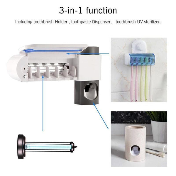 Toothbrush Holders 3 In 1 Uv Sterilizer Automatic Toothpaste Squeezer Tumblers & Toothbrush Holders