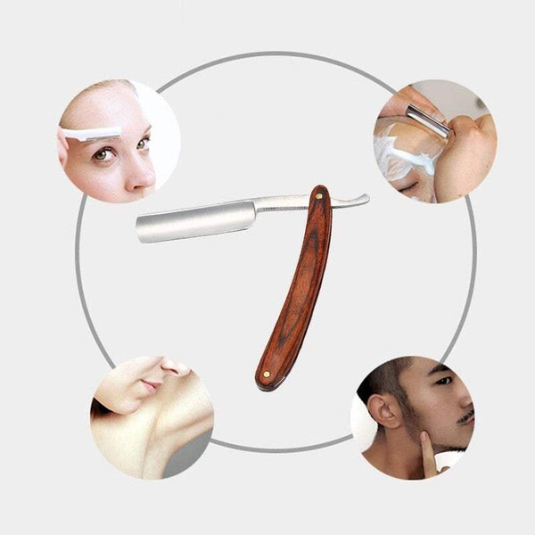 Razors Blades Antique Men's Straight Cut Carbon Steel Folding Retro Barber Beard Throat Shaving Pearwood Handle Male Men's Razor Blades