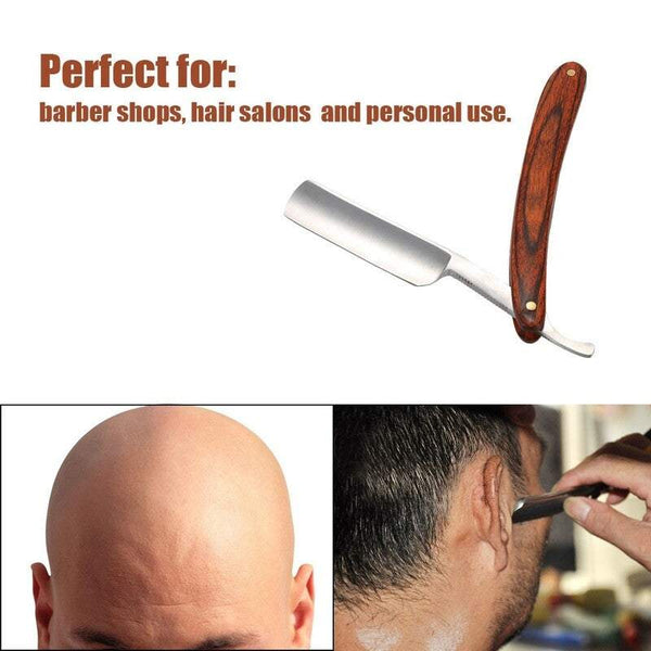 Razors Blades Antique Men's Straight Cut Carbon Steel Folding Retro Barber Beard Throat Shaving Pearwood Handle Male Men's Razor Blades