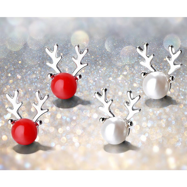 Veile Studios Lady's Simple Pure Silver Antler Ear Classic Earrings