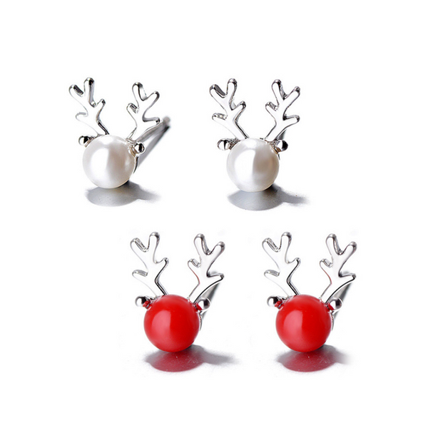 Veile Studios Lady's Simple Pure Silver Antler Ear Classic Earrings