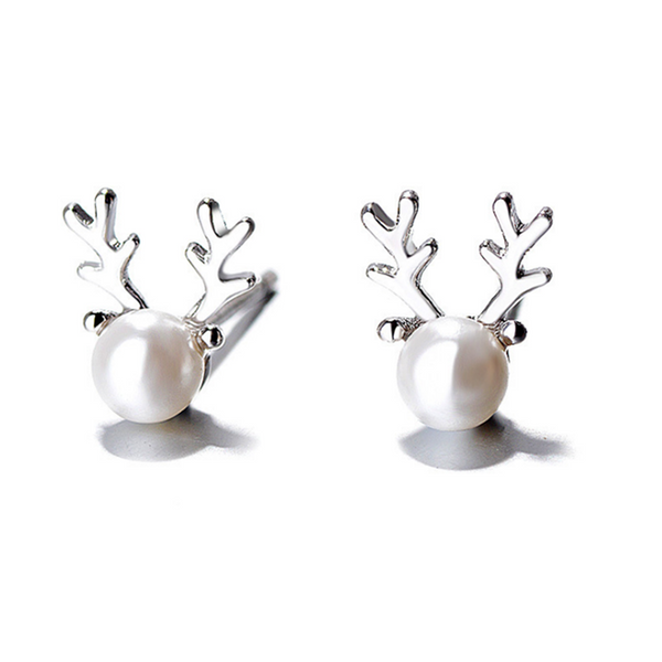 Veile Studios Lady's Simple Pure Silver Antler Ear Classic Earrings