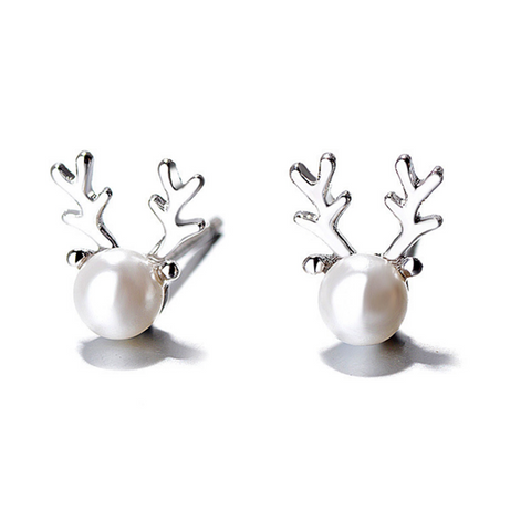 Veile Studios Lady's Simple Pure Silver Antler Ear Classic Earrings