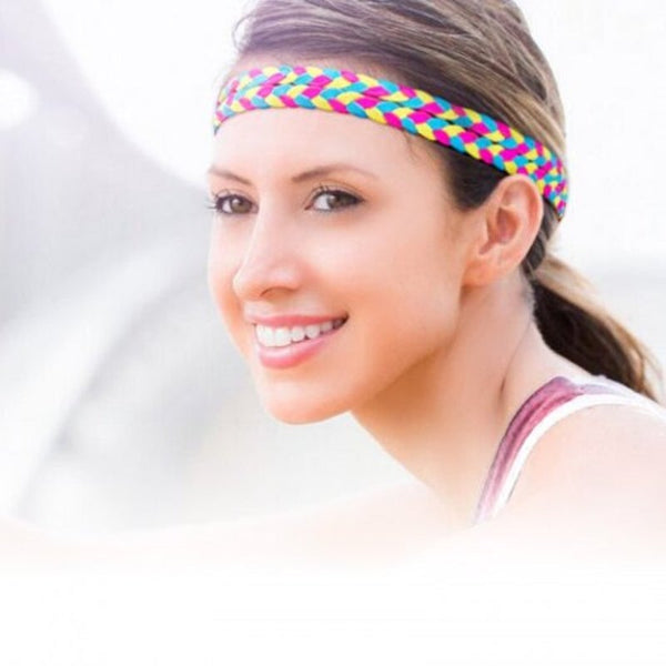 E4072 Silicone Sports Headband Sweatband Hair Band For Running Cycling Yoga Jogging Rose Yellow