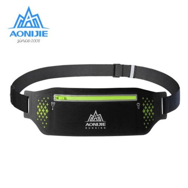 W923 Slim Running Waist Belt Jogging Bag Fanny Pack Marathon Gym Phone Holder Black Waist Packs & Bags