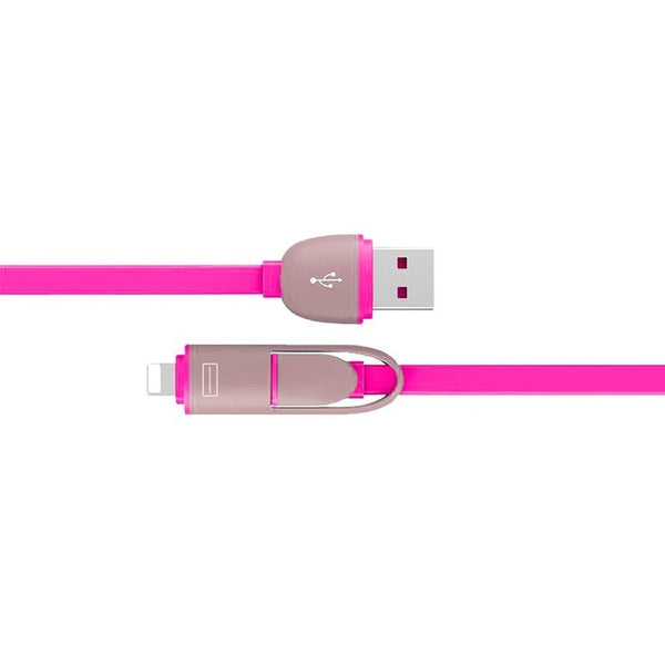 Apple Android Two In One Data Line 1M Retractable Cable White