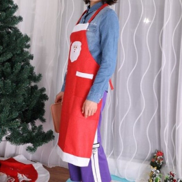 Aprons For Woman Christmas Decoration Santa Claus Kitchen Red